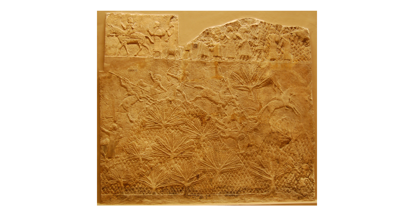 Gypsum wall panel relief: showing a battle scene