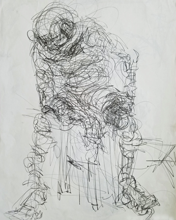 A drawing using constant scribble technique. constant scribble creates mass. 