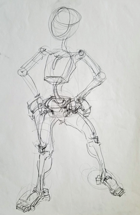 drawing that illustrates human form as basic shapes.