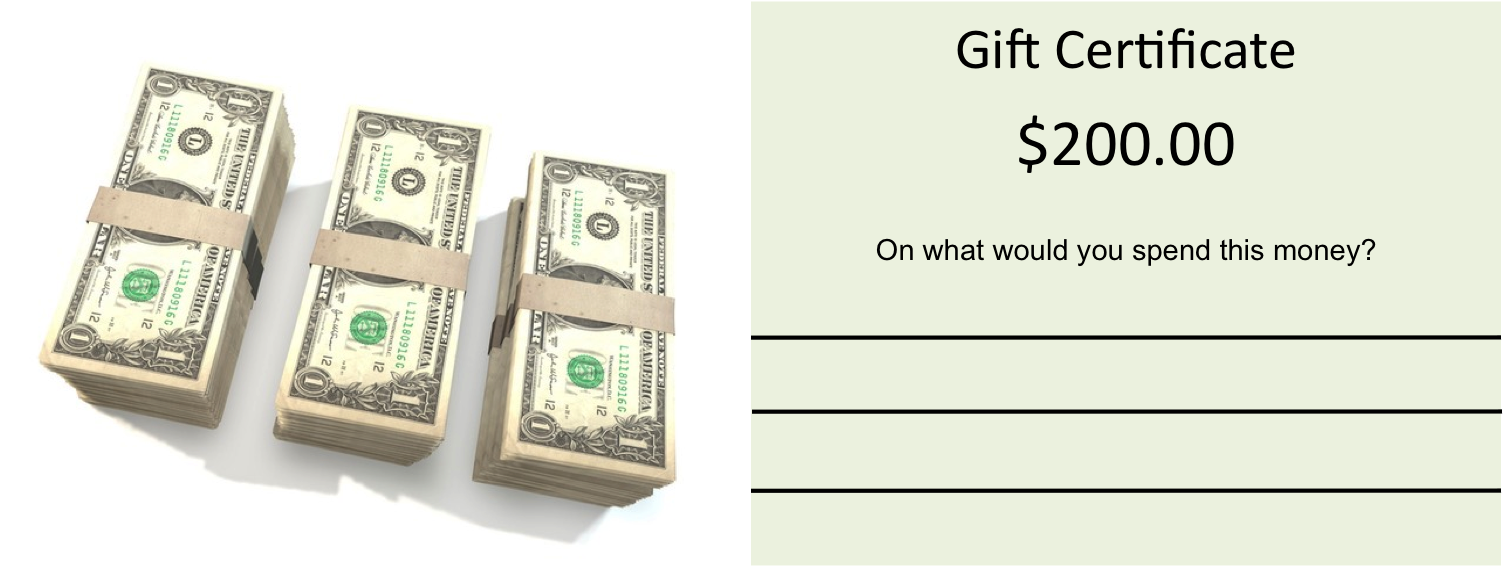 Use this gift certificate in the Warm-Up activity.