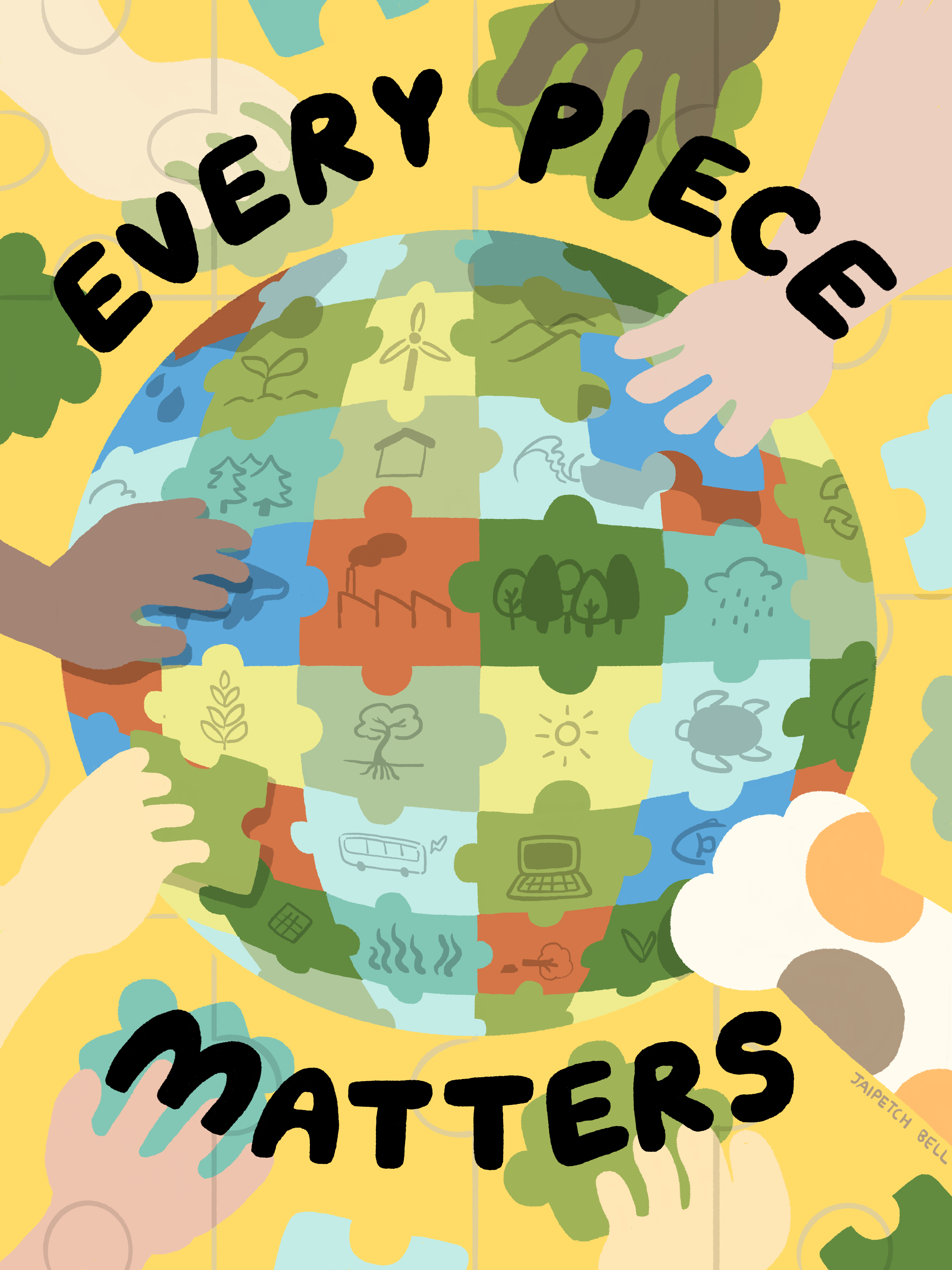 Image puzzle pieces in the shape of the Earth with the words "Every Piece Matters"