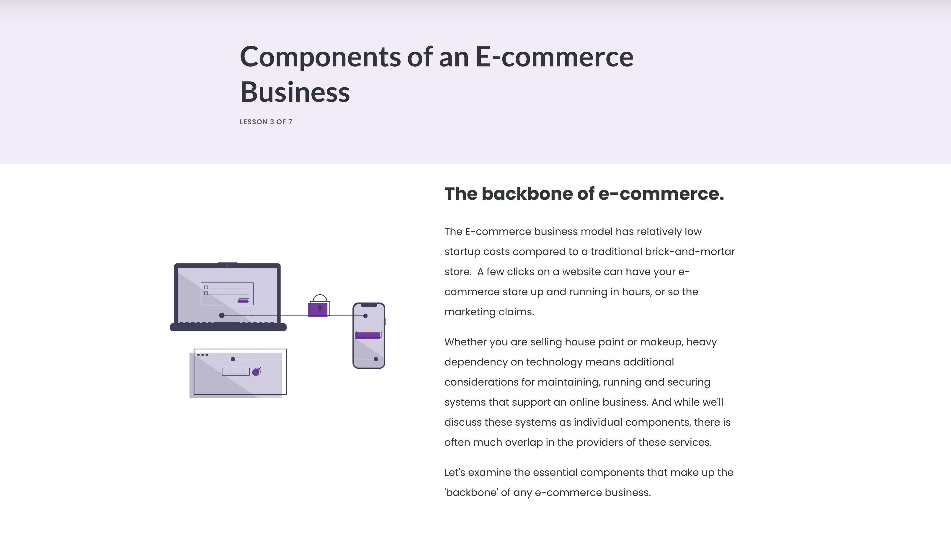 title page for the section "Backbone of E Commerce"