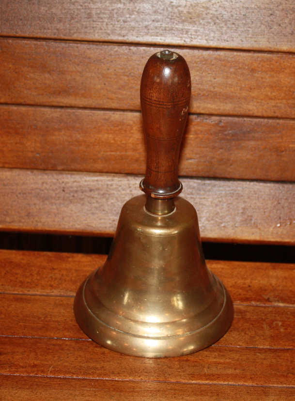 School furnishings  hand brass school bell used to call children to classroom
