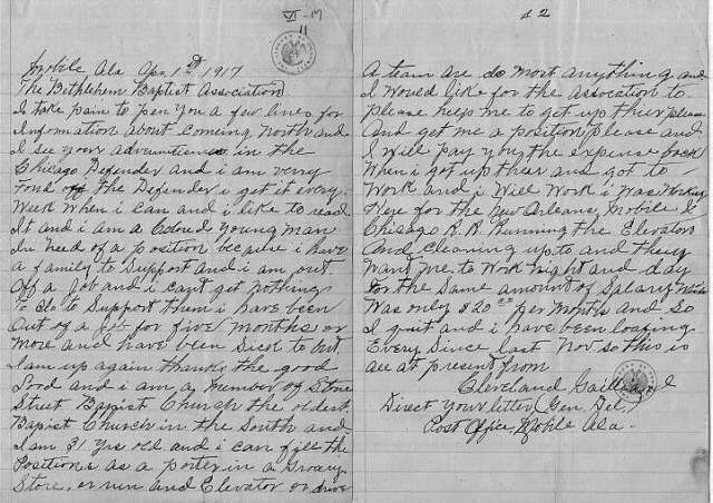 Letter from Cleveland Galliard
