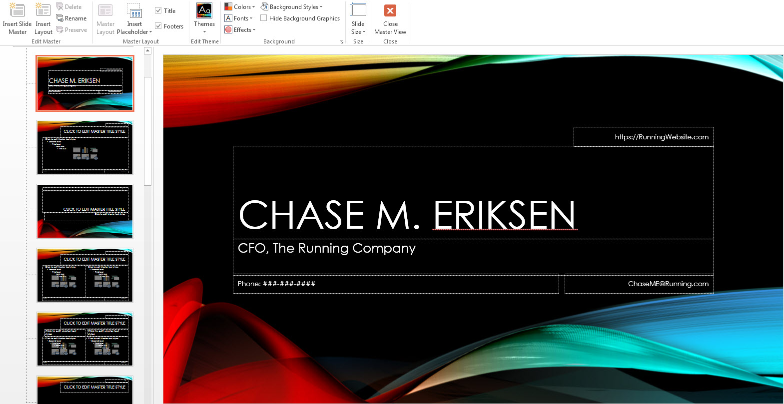 Business Card created in PowerPoint