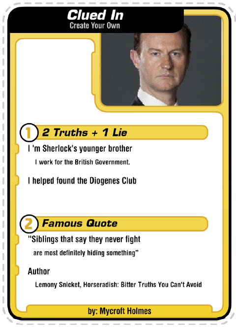 Clued In trading card