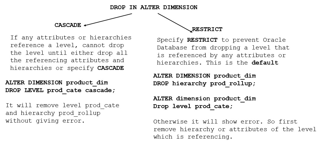 cascade and restrict using drop dimension