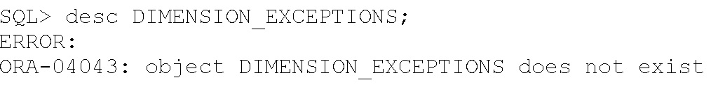 creating dimension exception