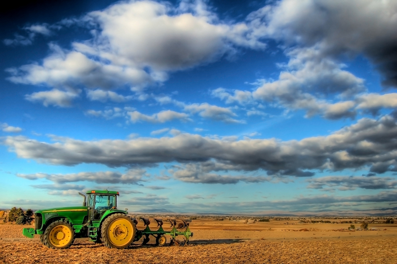tractor sitting in a field