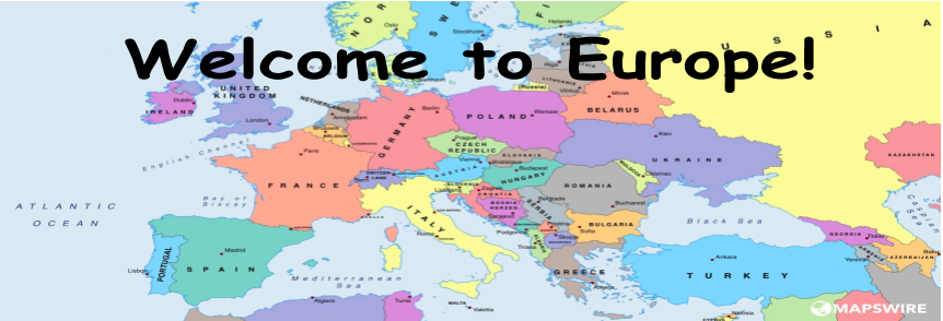 Map of Europe with 'Welcome to Europe' text