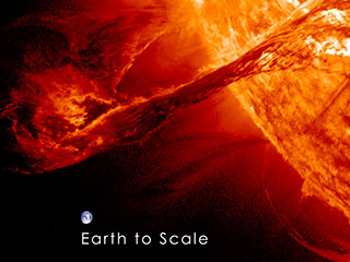 Earth compared to the sun.  (Credit:NASA)