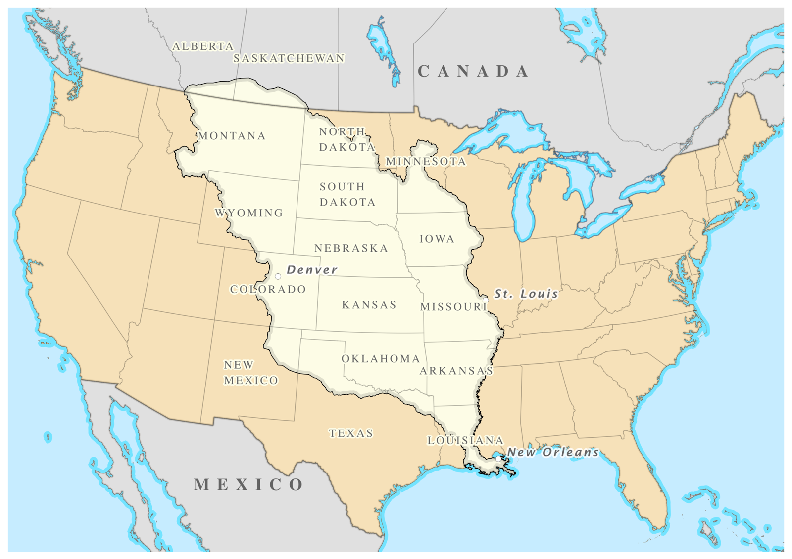 Territory of the Louisiana Purchase
By William Morris [CC BY-SA 4.0 (http://creativecommons.org/licenses/by-sa/4.0)], via Wikimedia Commons