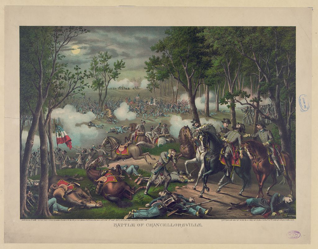 “Battle of Chancellorsville” (cropped) by Kurz & Allison [Public domain], via Library of Congress