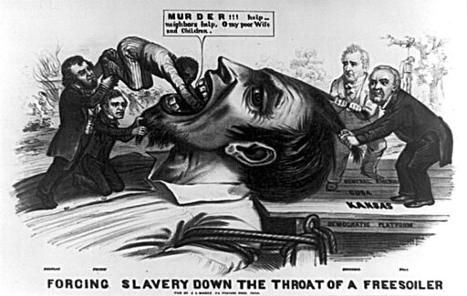 Forcing Slavery Down the Throat of a Freesoiler. By John L. Magee (c.1820–c.1870) [Public domain], via Wikimedia Commons