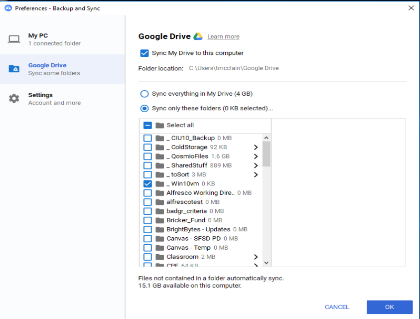 Select the Google Drive Folder