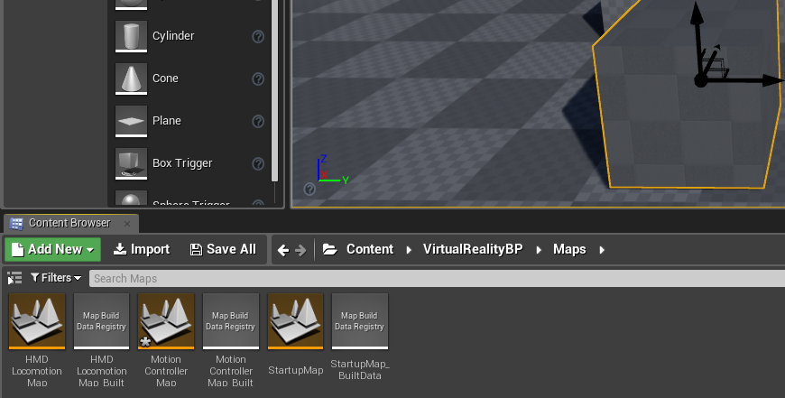 Included VR map options with the Unreal Engine 4 Template