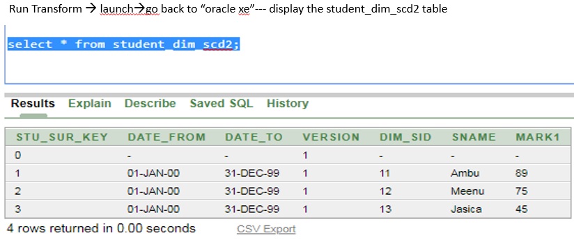Check the oracle Xe dimension table